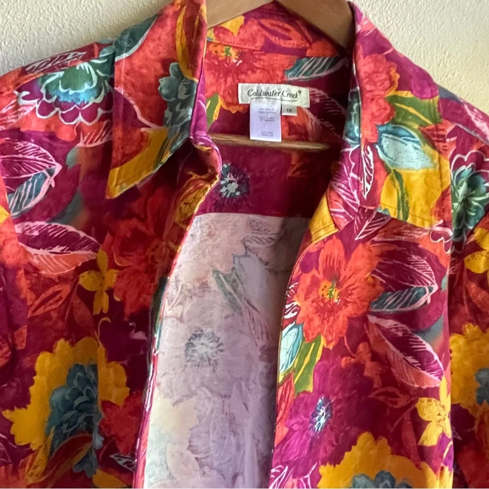 Coldwater Creek Tropical Floral Print Heavyweight Canvas Jacket. Size 1X - Picture 7 of 13